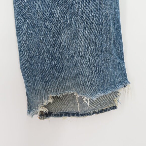 7 For All Mankind Womens 27 Blue Wash Denim Jeans Flare Distressed Destroyed - Picture 11 of 16